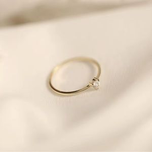 925 Sterling Silver Gold-Plated Minimalist Ring heart shape